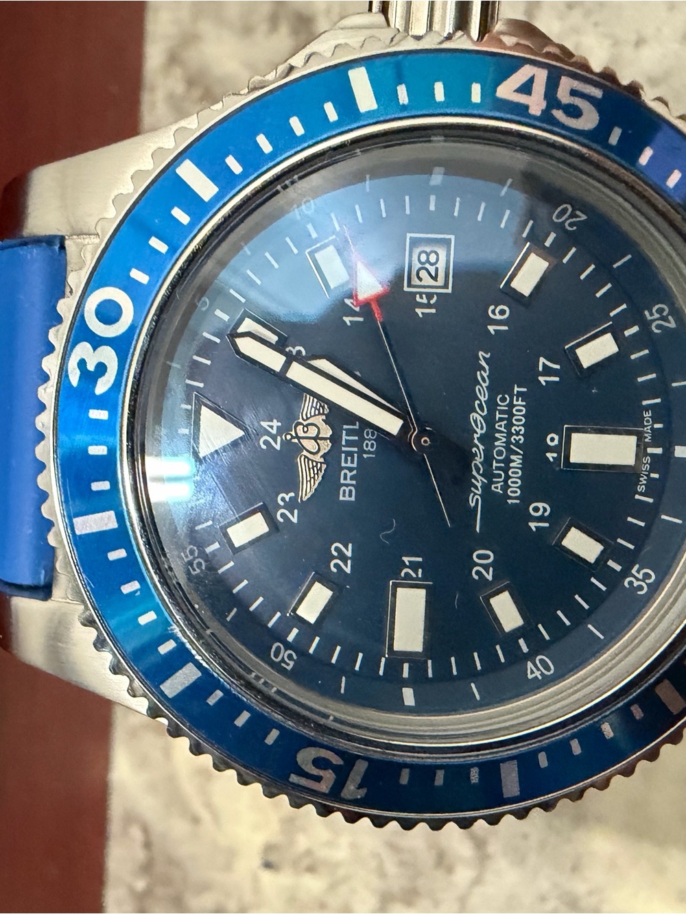 Breitling Men's Blue Dive Watch with Blue Bezel